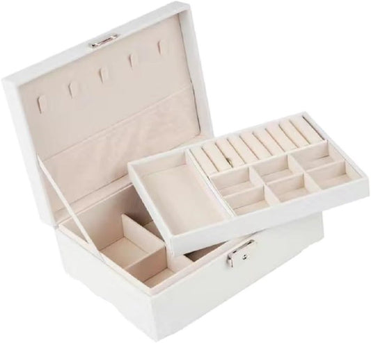 Boîte à bijoux en cuir double couche صندوق مجوهرات جلدي مزدوج الطبقات