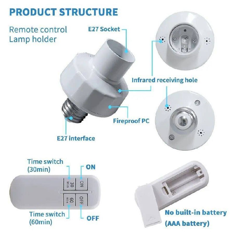 حامل مصباح لاسلكي للتحكم عن بعد Support de lampe Led sans fil E27