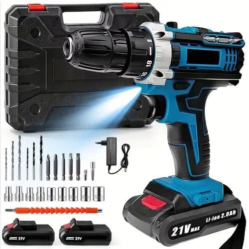 Perceuse électrique sans fil 20V à prix compétitif perceuse à percussion مثقاب كهربائي لاسلكي 20 فولت بسعر تنافسي مزود بمثقاب صدمي وبطارية ليثيوم