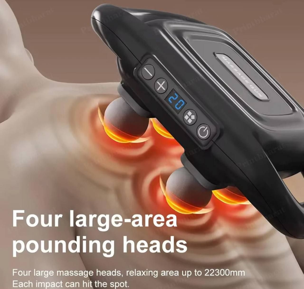 مسدس تدليك كهربائي أو جهاز بأربعة رؤوس للأنسجة العميقة Pistolet ou appareil de massage électrique à 4 têtes pour tissus profonds