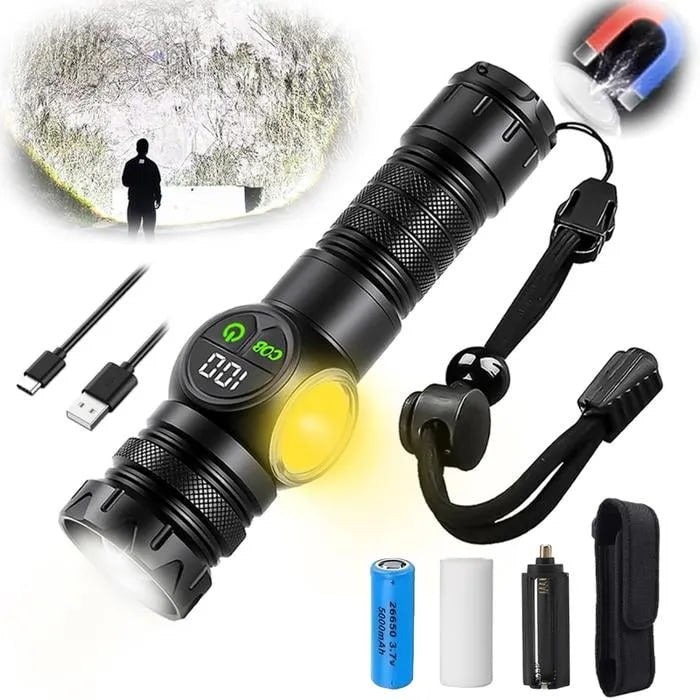 مصباح يدوي LED فائق القوة 3في1 قابل لإعادة الشحن Lampe Torche LED Ultra Puissante 3-en-1