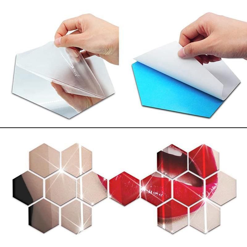Miroirs autocollants en acrylique argenté 6PCS