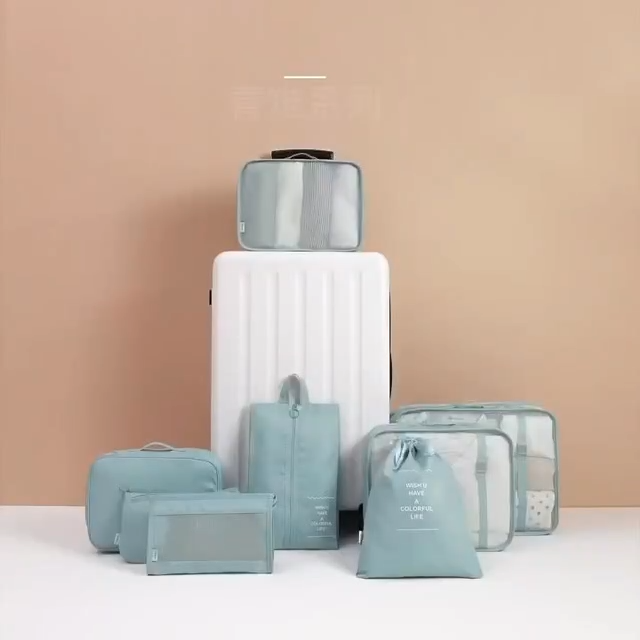 8 قطع من مكعبات التعبئة للحقائب، حقيبة تخزين أمتعة محمولة 8 PCS Cubes d'emballage for valises Sac de rangement de bagages