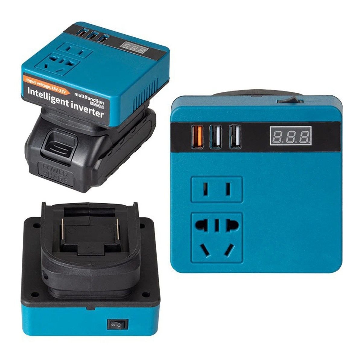 Onduleur Convertisseur de Puissance Portable DC 18-21V محول طاقة محمول من تيار مستمر 18-21 فولت إلى تيار متردد 220 فولت للاستخدام الخارجي