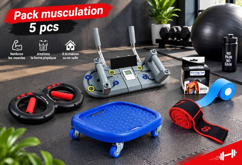 لوحة تمرين الضغط متعددة الوظائف مجموعة تمارين كمال الأجسام 5 قطع PACK MUSCULATION 5pcs