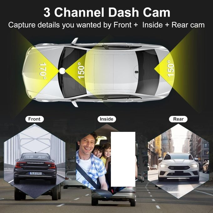 كاميرا تسجيل فيديو عالية لوحة القيادة بقناتين أمامية وخلفية لتسجيل داخلي بجودة HD 1080P