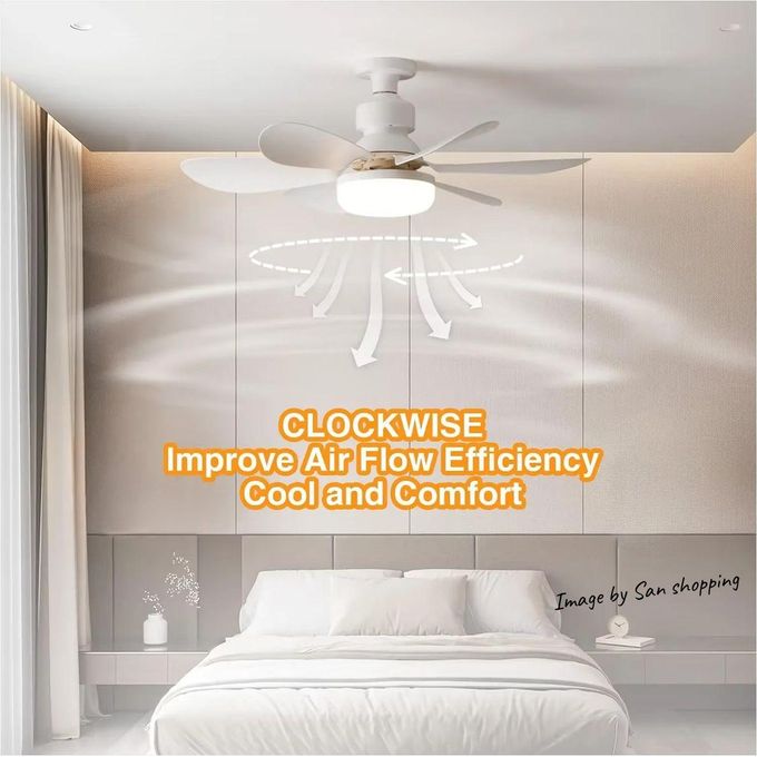Ventilateur de plafond avec éclairage, télécommande, ampoule, 3 couleurs d'éclairage مروحة سقف مزودة بإضاءة، وجهاز تحكم عن بعد، ومصباح، وثلاثة ألوان إضاءة
