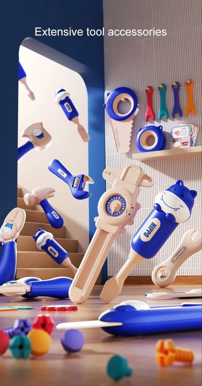 مجموعة أدوات للأطفال مع مثقاب كهربائي وهمي Coffret d'Outils Enfant avec Perceuse Électrique Factice