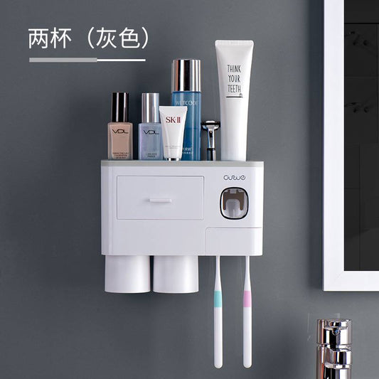 Porte-brosse à dents inversé à adsorption magnétique distributeur automatique de dentifrice avec tasse