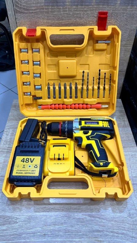 مثقاب ومفك براغي لاسلكي احترافي مع بطاريتين وملحقات Perceuse et Visseuse Professionnelle Sans Fil Avec 2 Batteries Et Accessoires