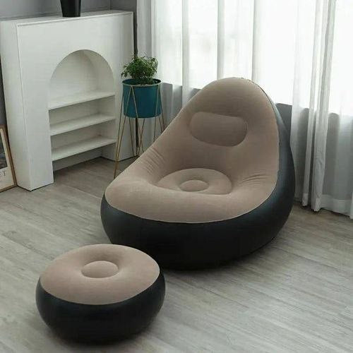 كرسي بذراعين قابل للنفخ مع مسند للقدمين Fauteuil Lounge Confortable Salon, Chaise Relax Ergonomique Intérieur Maison