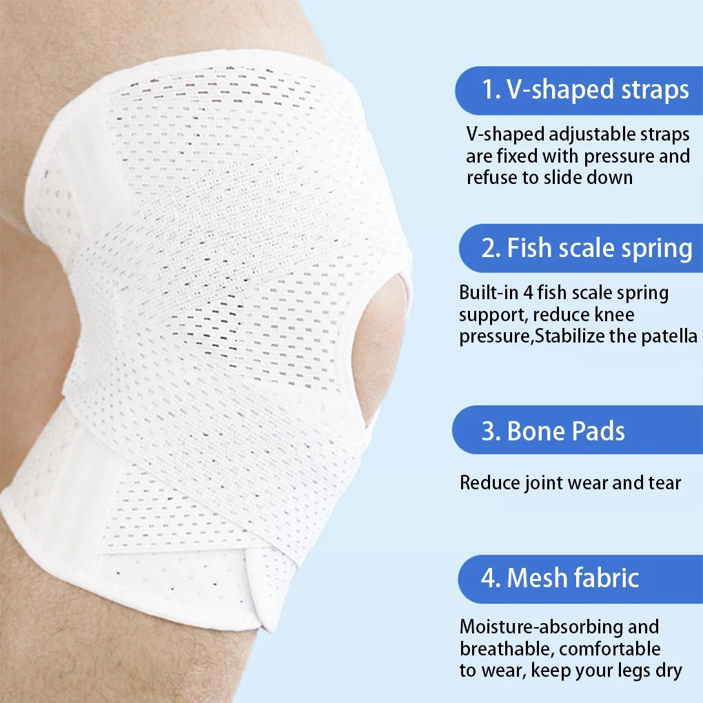 Genouillère de compression Model 5295 دعامة الركبة الرياضية المضغوطة مع مثبتات جانبية قابلة للتهوية ووسادة حماية لدعم الساق قابلة للتعديل