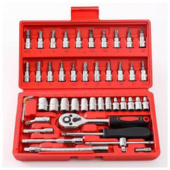 مجموعة أدوات المقبس والسقاطة المكونة من 46 قطعة Pack jeu de 46 pièces pour outils douilles et cliquets