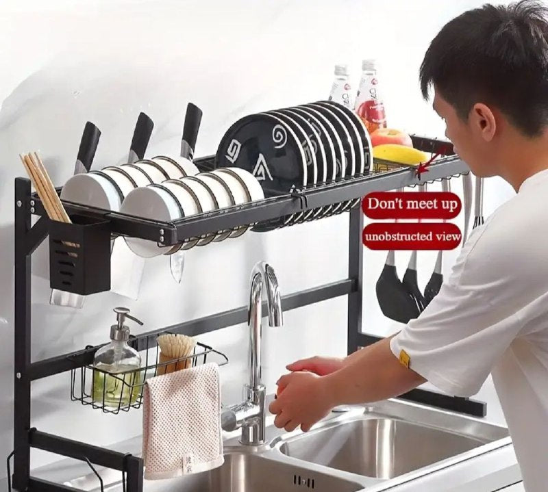 مصفاة أطباق متينة من الفولاذ الكربوني بتصميم قابل للطي Égouttoir à vaisselle robuste en acier au carbone