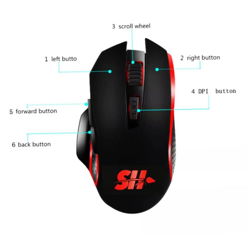 sh v7 souris gaming 2400 dpi rgb comforable precise double click 2.4G