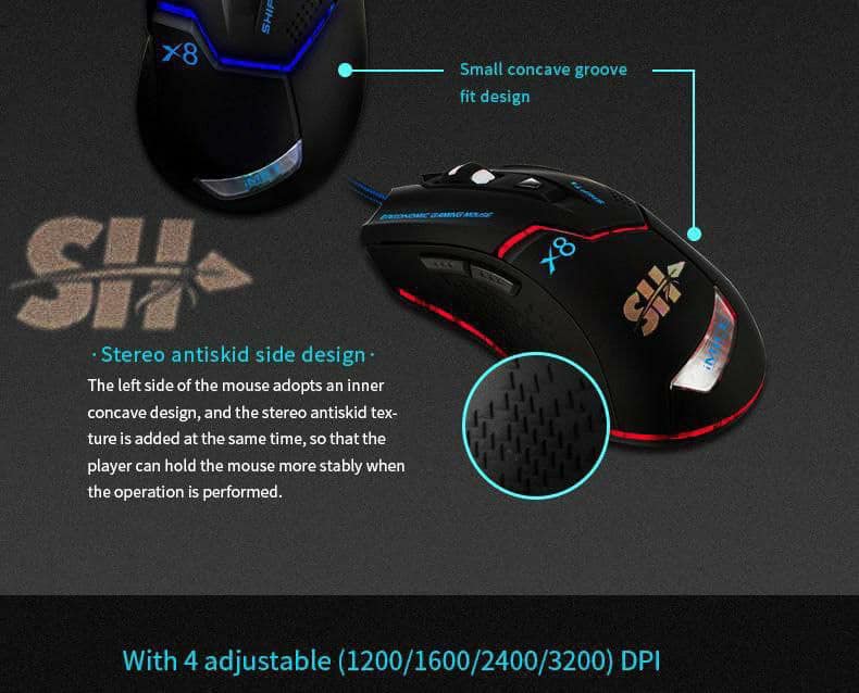 SH x7 souris gaming RGB 7 boutons