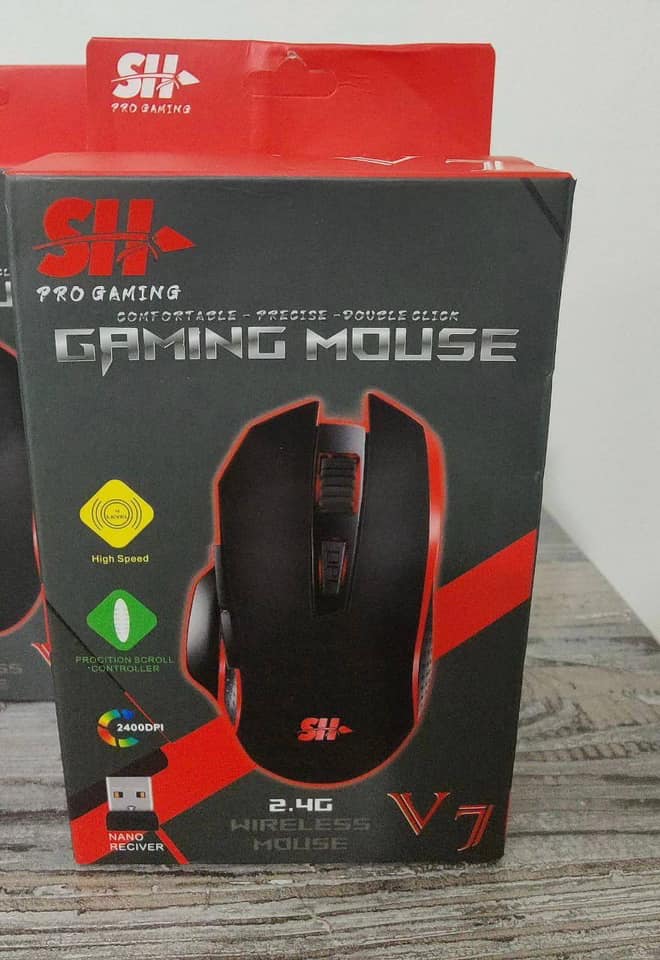 sh v7 souris gaming 2400 dpi rgb comforable precise double click 2.4G