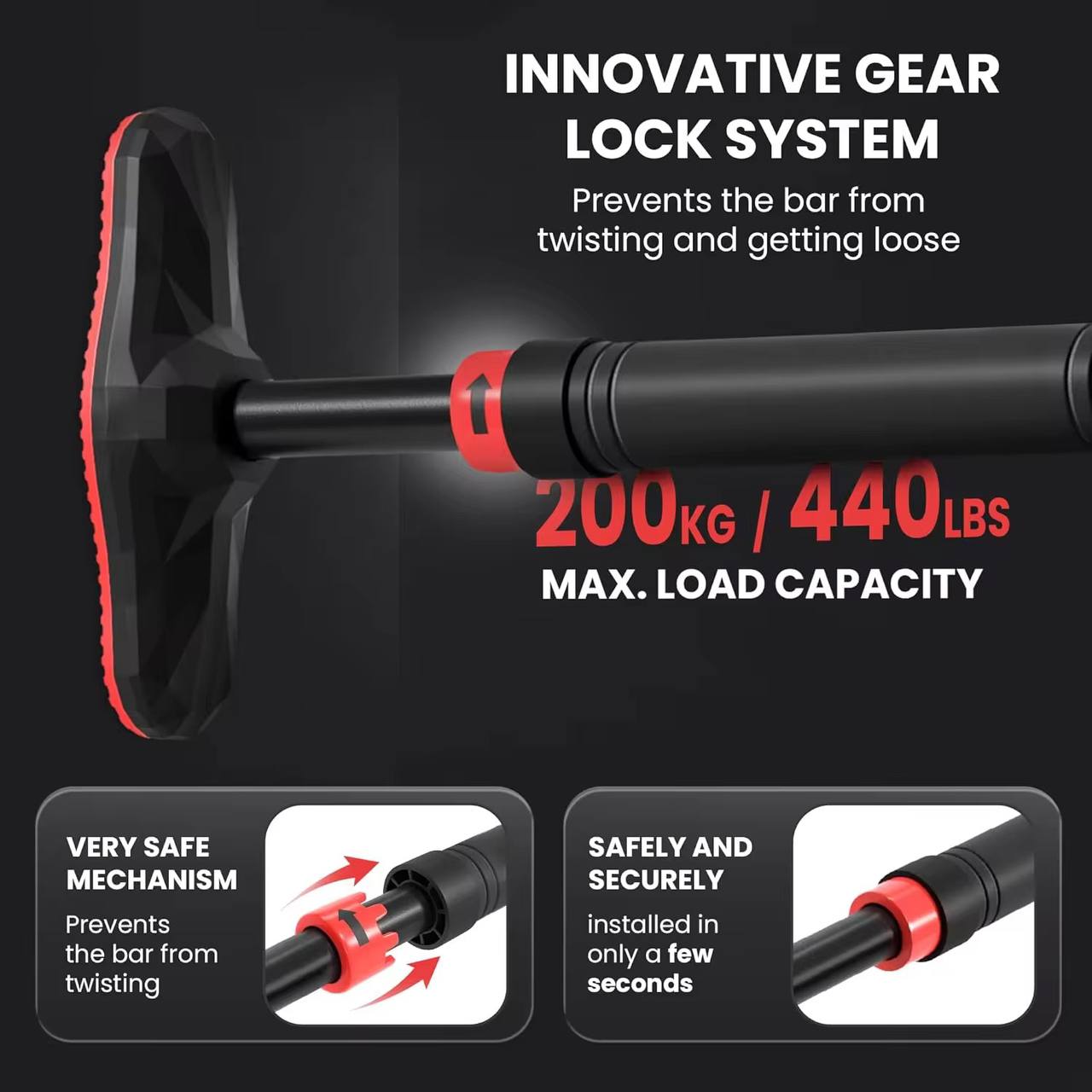 Barres horizontales de porte réglables 400kg, قضبان باب أفقية قابلة للتعديل 400 كجم، تمرين تدريب منزلي