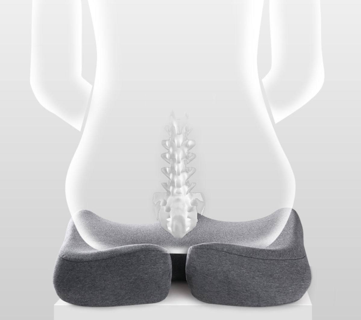 وسادة رمادية مريحة مصممة لدعم العمود الفقري coussin ergonomique gris conçu pour la colonne vertébrale