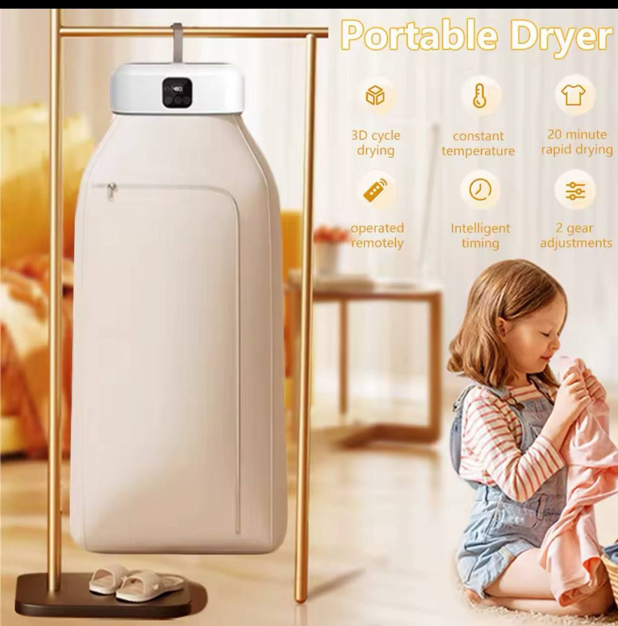 Portable Dryer Sèche-Vêtements Portable avec Rangement Pliable مجفف ملابس محمول مع مساحة تخزين قابلة للطي