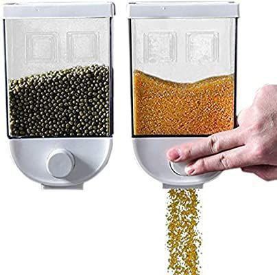 Distributeurs de céréales muraux علب تخزين بلاستيكي مثبت على الحائط بأغطية خالية من مادة BPA للأرز والمعكرونة والأطعمة الجافة