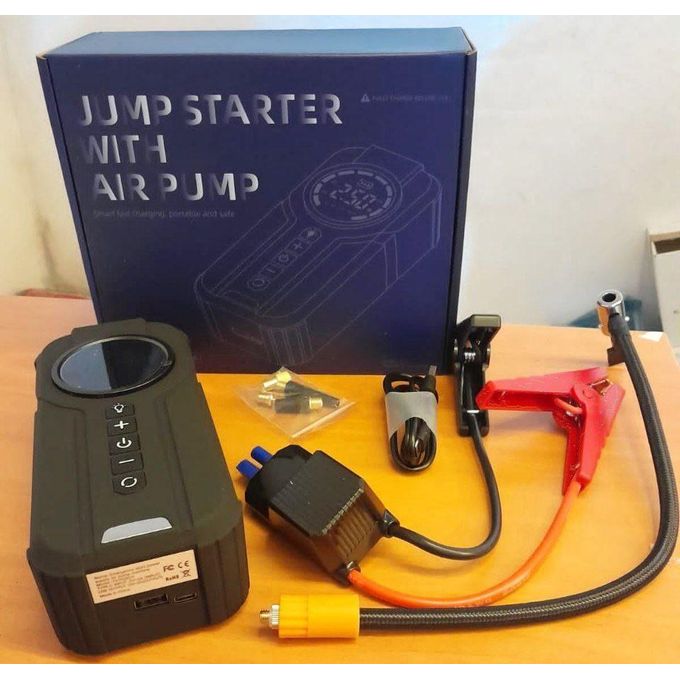 Powerbank Jump Starter مع ضاغط 150PSI لبطارية السيارة مع منفاخ إطارات رقمي، مضخة هواء لصندوق القفز لبطارية الليثيوم 12V