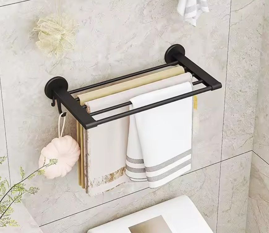 Porte-serviettes mural pliable sans perçage رف مناشف قابل للطي يُثبت على الحائط بدون حفر