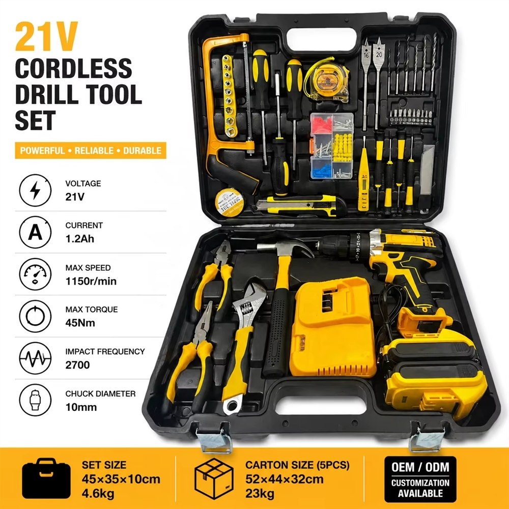 مجموعة أدوات مكونة من 60 قطعة ومثقاب مفك براغي خرساني Mallette De 60 Outils et Une Perceuse Visseuse à Béton 36v