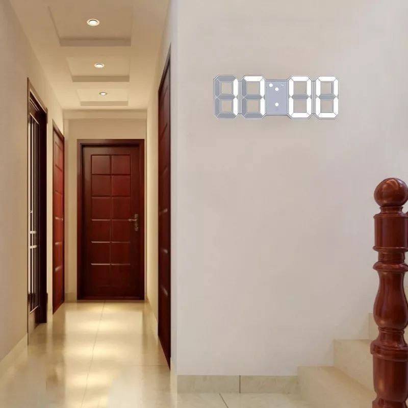 Horloge murale numérique 3D à LED Réveil de bureau moderne avec date