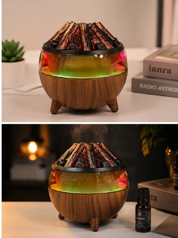 فواحة جهاز ناشر الزيوت العطرية بلهب الفحم à flamme de charbon de boisRA Diffuseur d'huiles essentielles humidificateur d'air