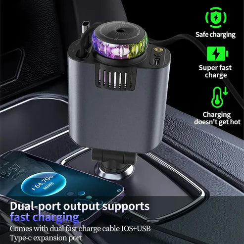 شاحن سيارة متعدد الوظائف 3 في 1 ضوء النجوم وموزع الروائح Chargeur de Voiture Multifonction 3-en-1 Lumière Étoilée Diffuseur d’Arômes