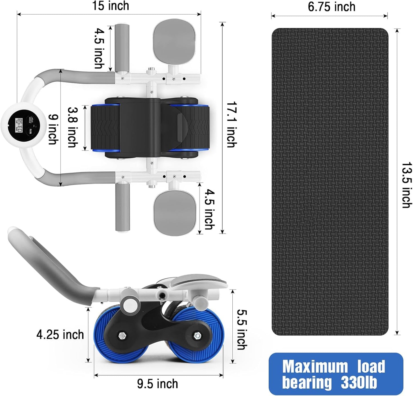 عجلة دوارة البطن مع دعم الكوع Roue abdominale à rebond automatique, roue abdominale à rebond