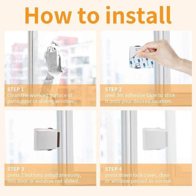 Verrou de sécurité pour portes et fenêtres MOBILE DOOR AND WINDOW LOCK قفل أمان للنوافذ والأبواب المنزلقة جهاز أمان للأطفال والرضع والأطفال الصغار