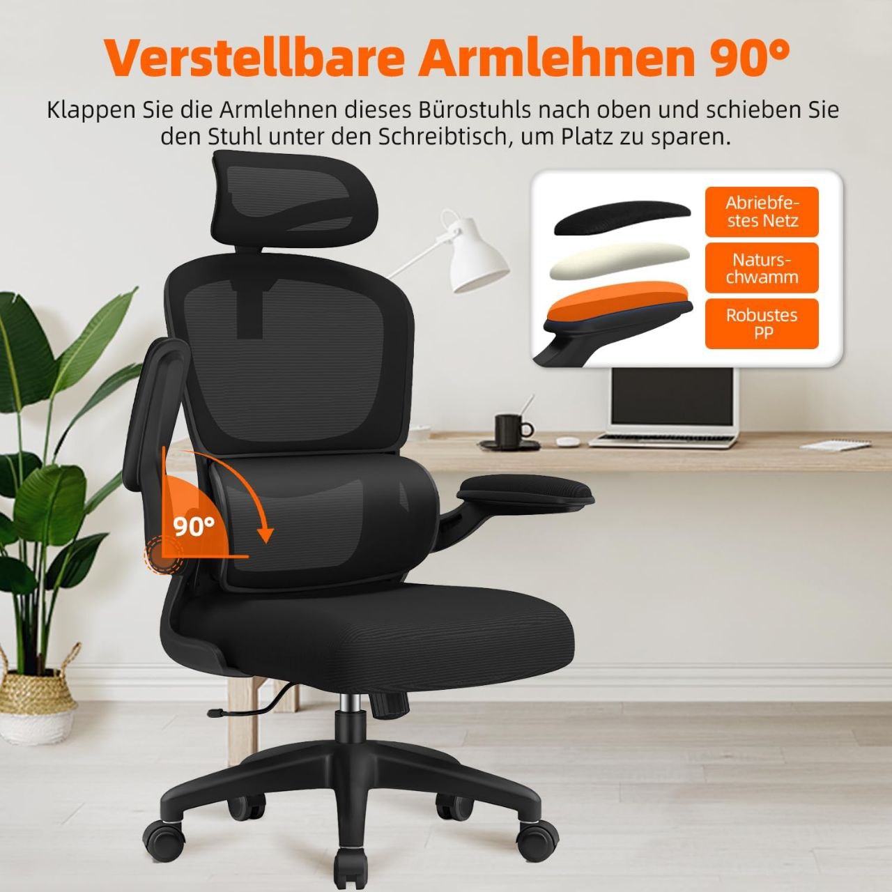كرسي مكتب مريح مع مسند رأس قابل للتعديل ومساند للذراعين ودعم أسفل الظهر Chaise de bureau ergonomique avec appui-tete réglable accoudoirs et soutien lombaire