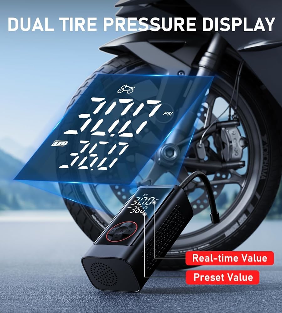 Inflateur de pneu Compresseur d'air portable, pompe à air sans fil pour pneus de voiture منفاخ إطارات محمول، ضاغط هواء، مضخة هواء لاسلكية لإطارات السيارات