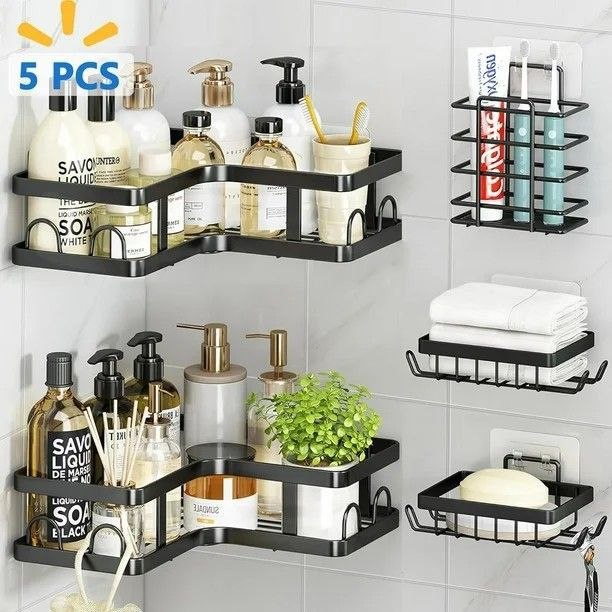 kit d'organisation de douche adhésif طقم منظم دش لاصق من Maxiffe، مصنوع من الفولاذ المقاوم للصدأ