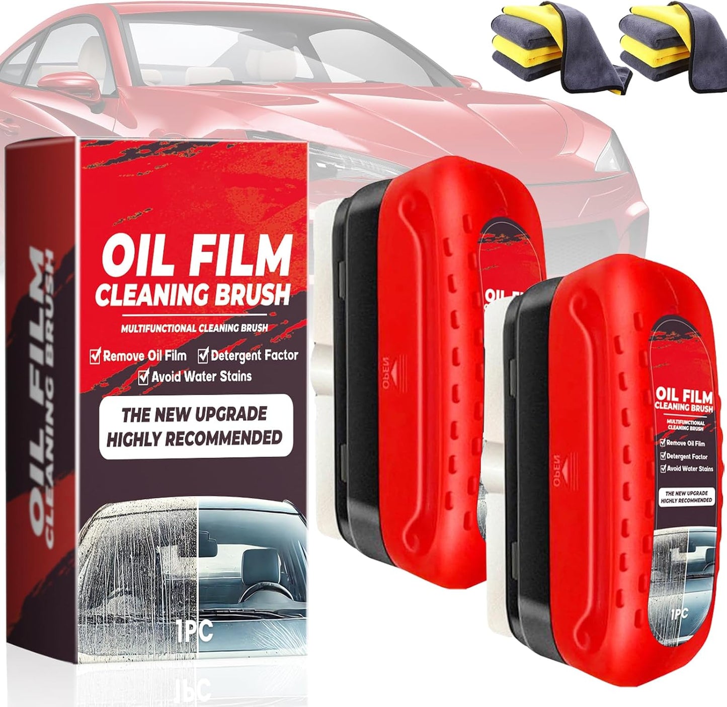 Oil Film Cleaning Brush فرشاة تنظيف الزجاج الأمامي، غشاء مقاوم للزيوت لنوافذ السيارة، فرشاة متعددة الوظائف