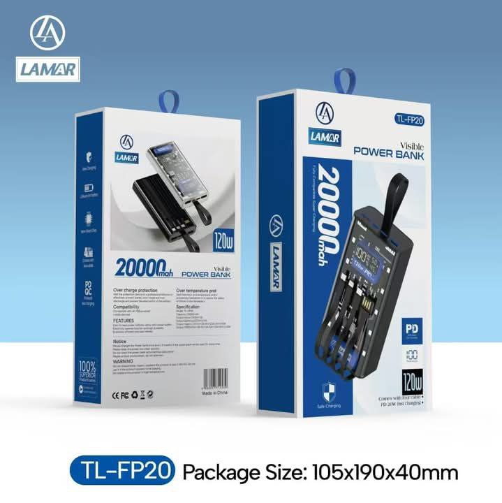 Power bank 20000mAh 120W model TL-FP20 PD 20W VISIBLE