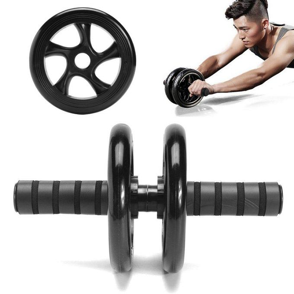 عجلة تمارين البطن الدوارة المزدوجة أسطوانة لتمارين عضلات البطن، بمقبض مانع للانزلاق AB WHEEL EXERCISER  Roulette abdos et musculation, poignée antidérapante