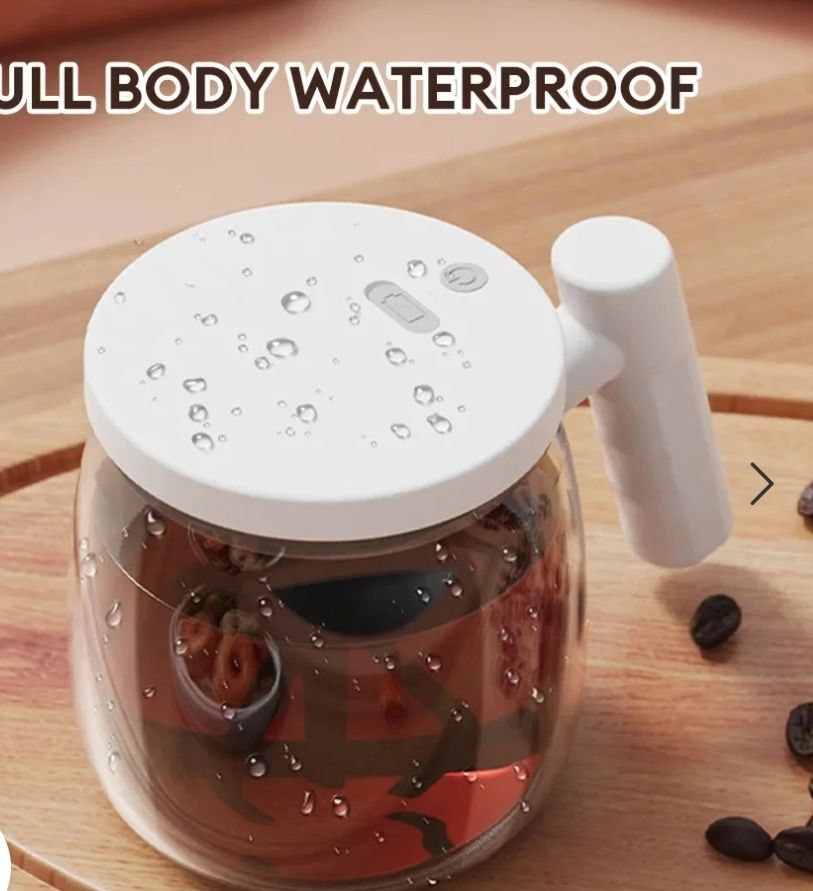 كوب قهوة زجاجي ذاتي الخلط بغطاء محكم الإغلاق وتقنية خلط Mug Auto Mélangeur rechargeable 400 ML USB