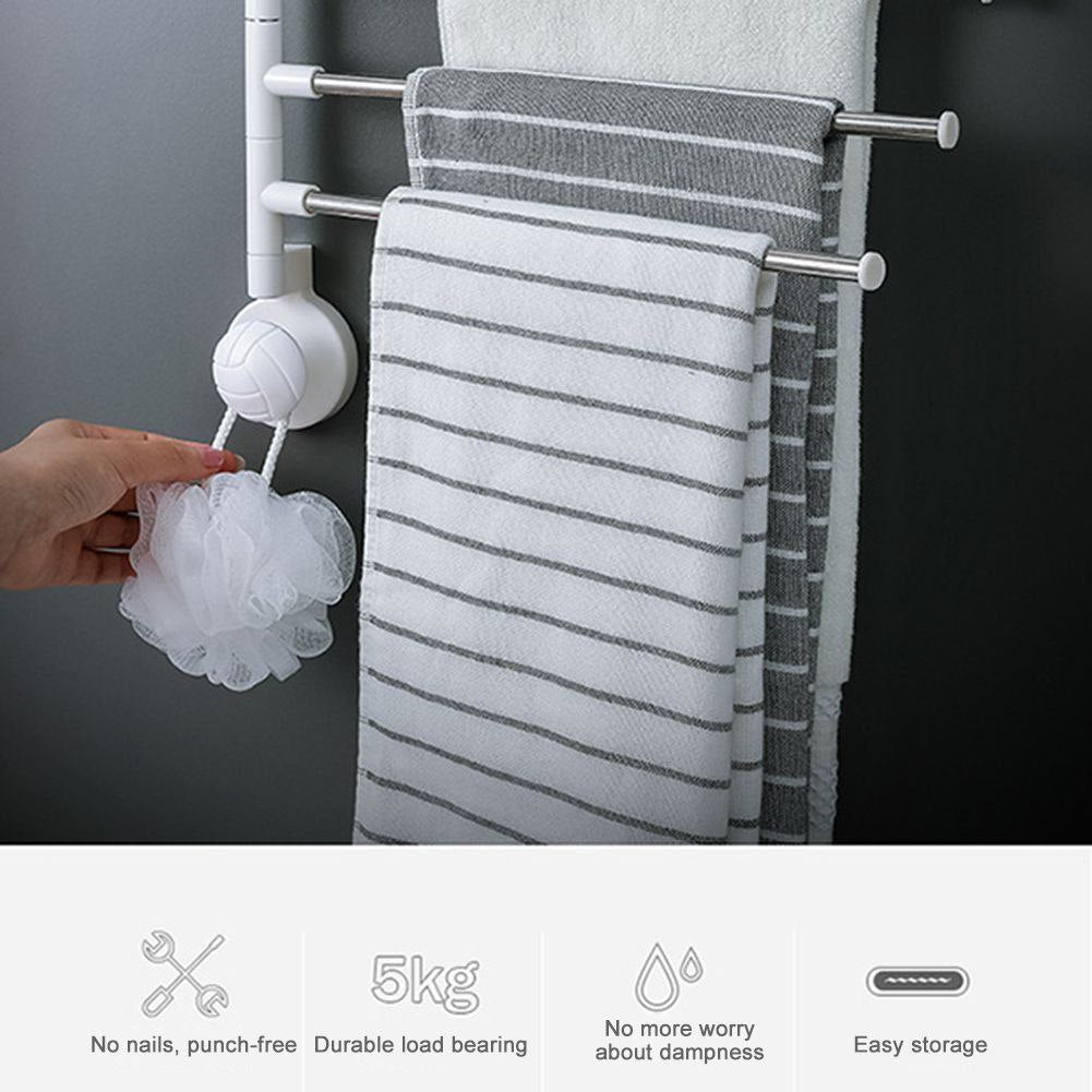 Seamless Suction Cup Towel Rack porte-serviettes mural pivotant رف مناشف دوار مثبت على الحائط