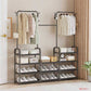 رف ملابس مزدوج قائم بذاته مع أرفف Multi Functional Coat Rack Portant à Vêtements Sur Pied Double et Étagères