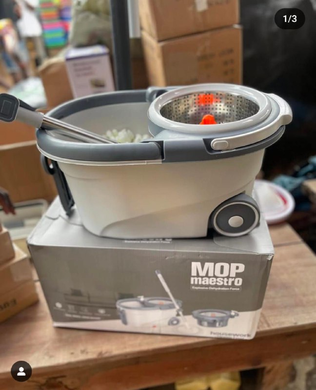 MOP MAESTRO Vadrouille 360 Ensemble de tiges rotatives en Acier Inoxydable Robuste avec tête rotative en Microfibre avec séparation des têtes de Nettoyage