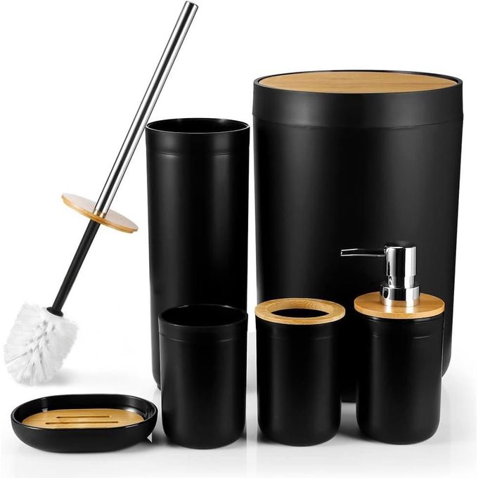 Ensemble Accessoires Salle de Bain 6 Pièces Moderne Distributeur de Savon, Brosse WC, Porte Savon et Gobelet طقم إكسسوارات حمام
