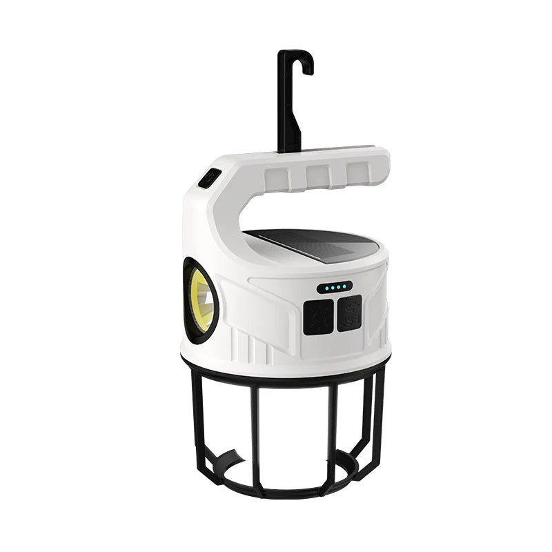 مصباح يدوي للتخييم يعمل بالطاقة الشمسية Lampe torche de camping solaire avec chargeur d'urgence rechargeable USB-C pour téléphones portables