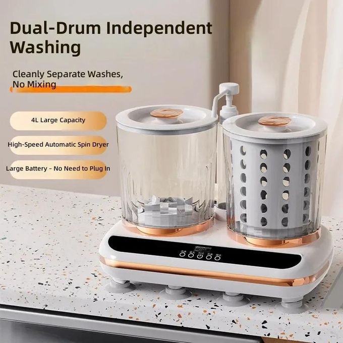 غسالة محمولة ومدمجة للملابس الداخلية بتصميم مزدوج الحوض Double gobelet machine à laver de sous-vêtements portable et compact