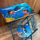 Bureau Enfant Pliant avec Chaise Thème Océan مكتب أطفال قابل للطي مع كرسي تصميم مستوحى من المحيط