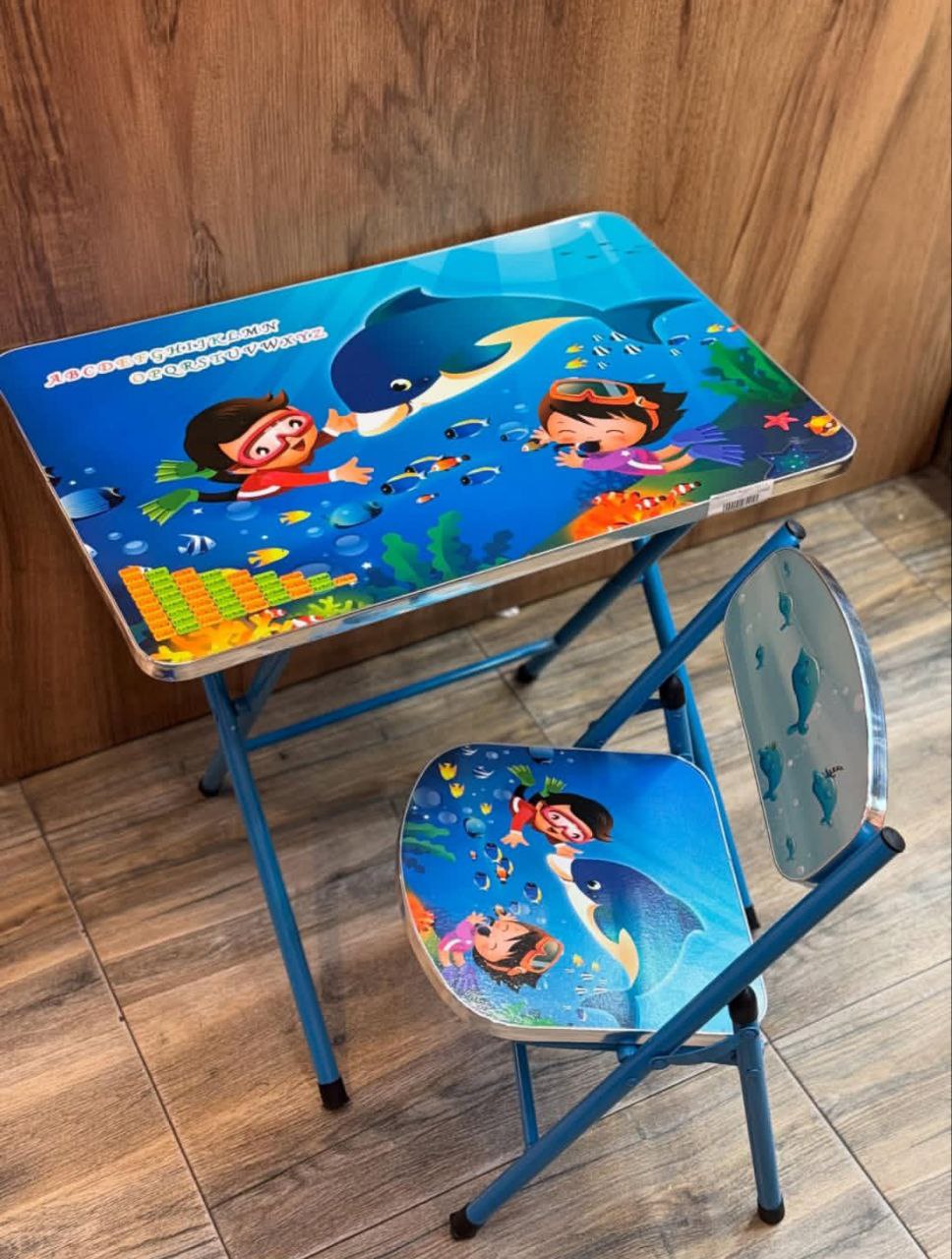 Bureau Enfant Pliant avec Chaise Thème Océan مكتب أطفال قابل للطي مع كرسي تصميم مستوحى من المحيط