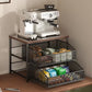Organisateur de Station Café 2 Étages avec Tiroir, Étagère de Comptoir en Métal et Bois منظم محطة قهوة من طبقتين مع درج، ورف معدني وخشبي لسطح الطاولة