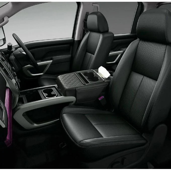 وسادة مسند ذراع السيارة الوسطى من الجلد الصناعي حامل هاتف مدمج وحاملات أكواب Coussin d’accoudoir central pour voiture en simili cuir